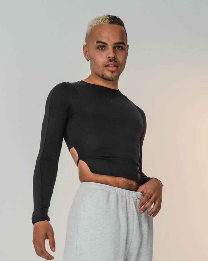Fundamentals - Tie Back Long Sleeved Top - Black - DELIVERY BY 18TH DEC