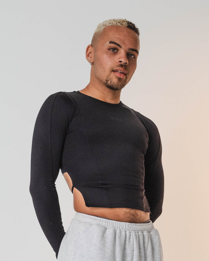 Fundamentals - Tie Back Long Sleeved Top - Black - DELIVERY BY 18TH DEC