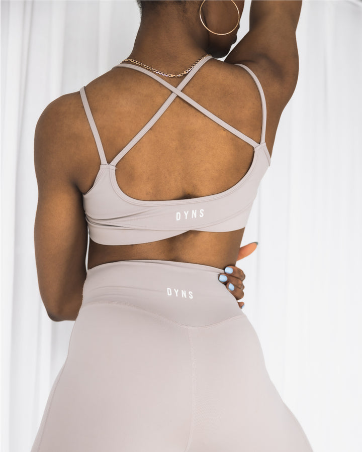 Goddess - Cross Band Sports Bra - Stone