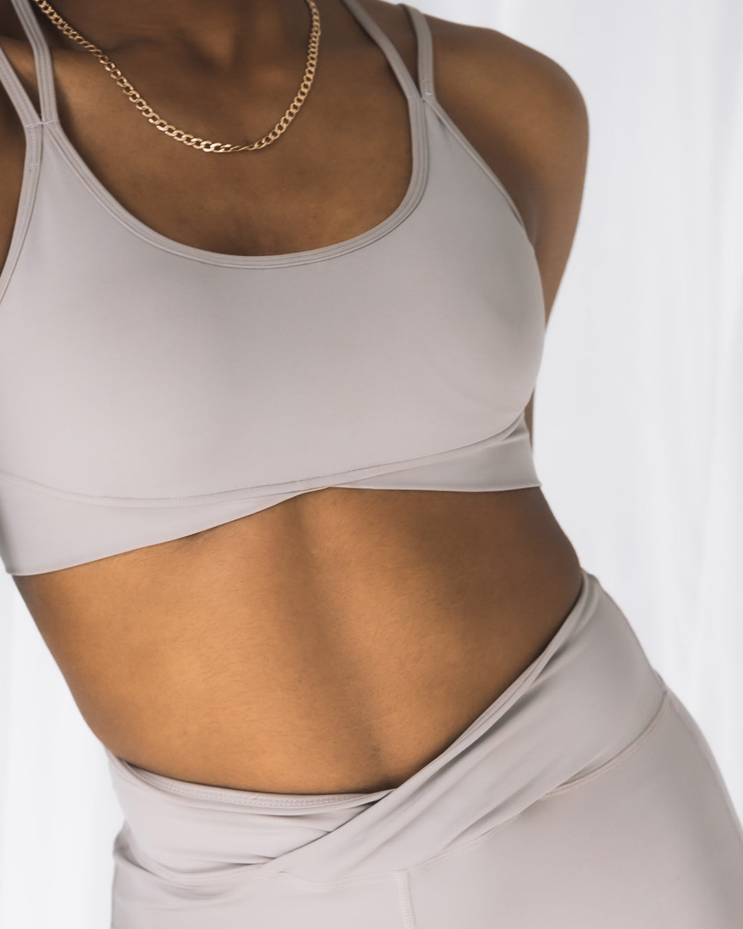 Goddess Cross Band Sports Bra Stone