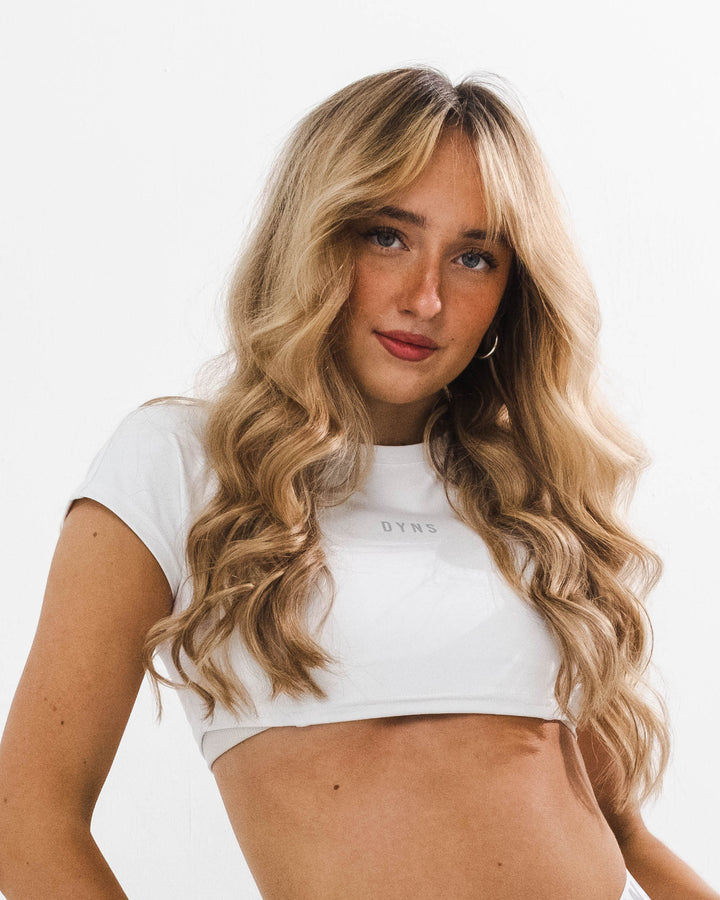 Elevate - Super Cropped Cap Sleeved Top - White